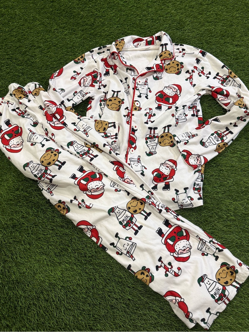 Carters Button Down Pajama Set - Santa